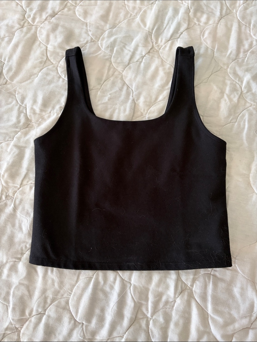 Black Square-Neck Tank Top - Classic Womens Crop